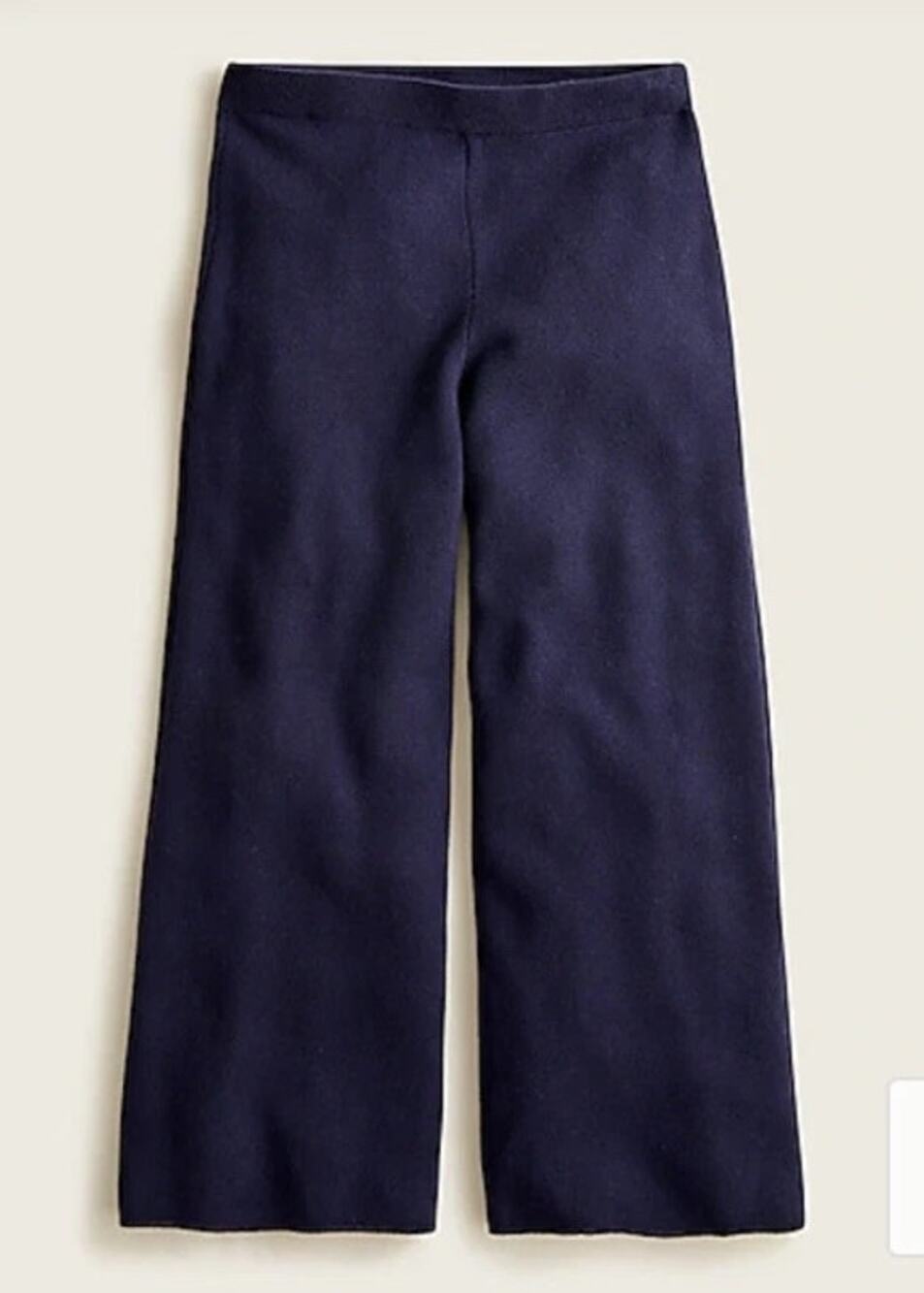 J. Crew Pull On High Waisted Elastic Waist Wide-Leg Sweater-Pants Navy XXL